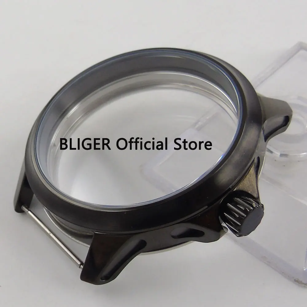 

45MM BLIGER Full Stainless Steel Black PVD Watch Case Fit ETA 6497 6498 Hand Winding Movement C109