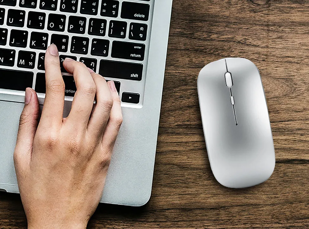 Бесшумная беспроводная мышь с USB интерфейсом перезаряжаемая 2 4 ГГц бесшумная