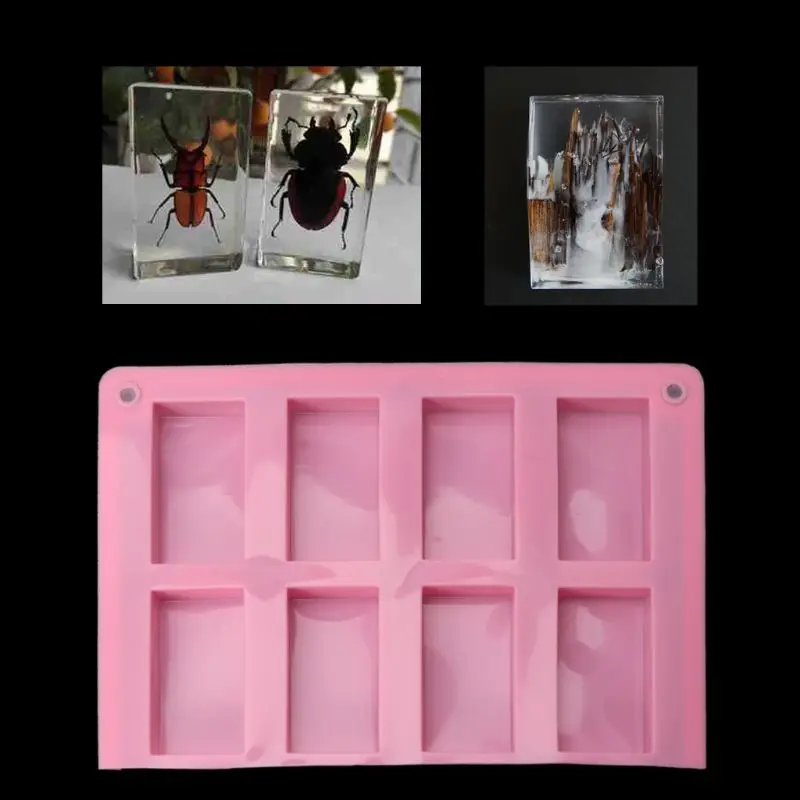 

8 Cavities Rectangle Cuboid Silicone Mold Soap Dried Flower Resin Mold DIY Tools