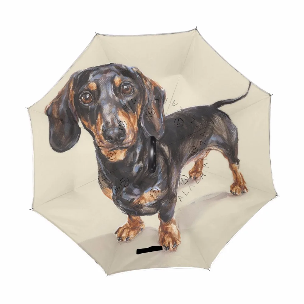 Longing Dachshund Folding Reverse Umbrella Double Deck Inverted