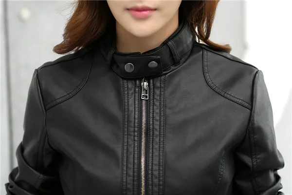 Модная женская мотоциклетная кожаная куртка xs-xxxl 7 Размер короткий абзац мягкая удобная водонепроницаемая верхняя одежда приталенное пальто