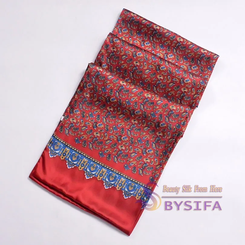 [BYSIFA] Зимние кофейные мужские длинные шарфы с принтом дизайн чистый шелк шарф осень зима Топ класс шелковые шарфы для шеи