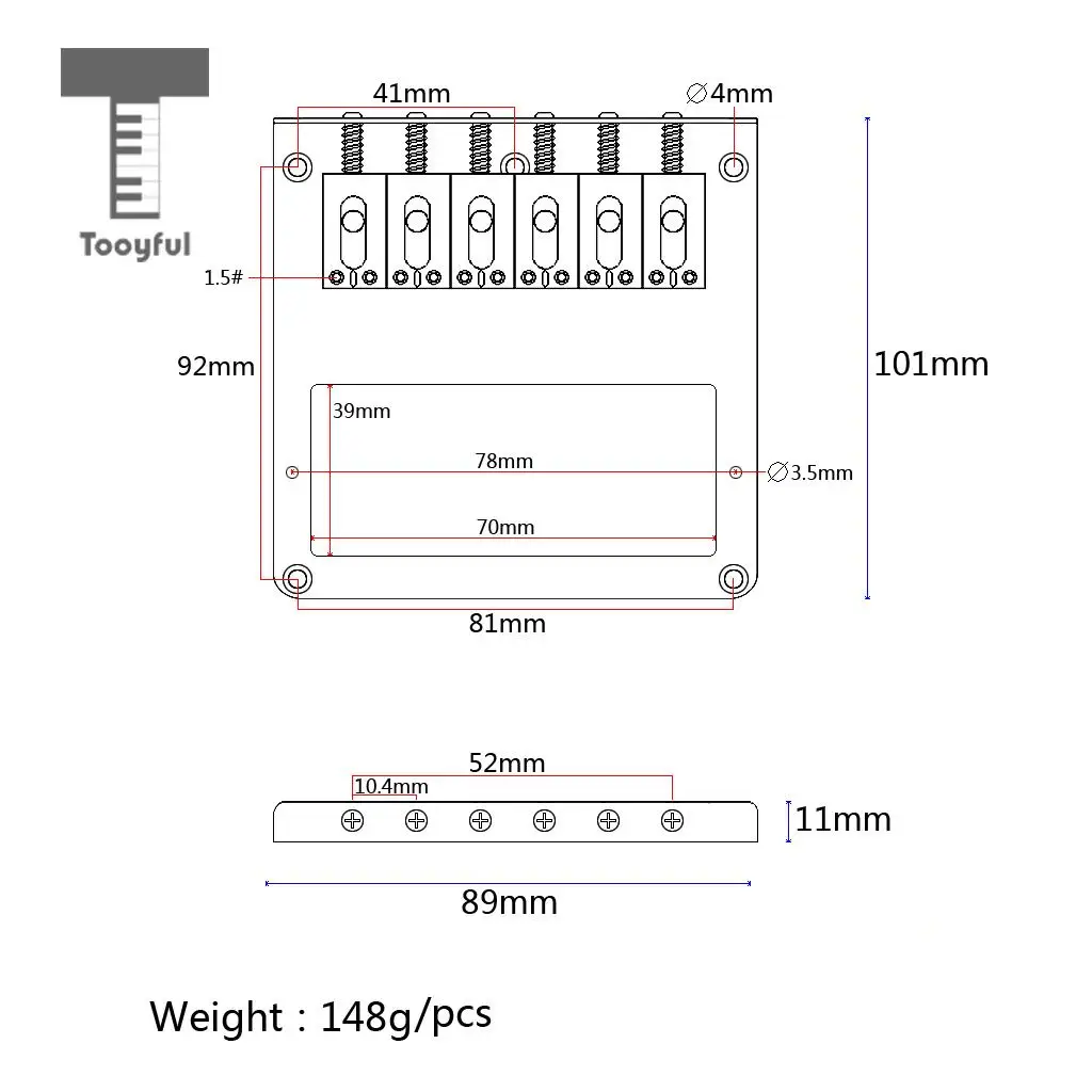 Tooyful 6 Седло Двойной звукосниматель мостовой для Telecaster TL гитары хамбакер Замена