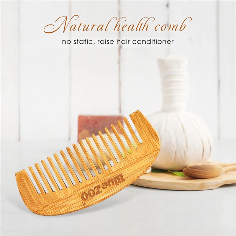 

1PCS Natural Bamboo Smooth Hair Comb Massage Scalp Anti-static Men's Beard Comb Hair 12*5.2cm Modeling Tool Wide Tooth Comb