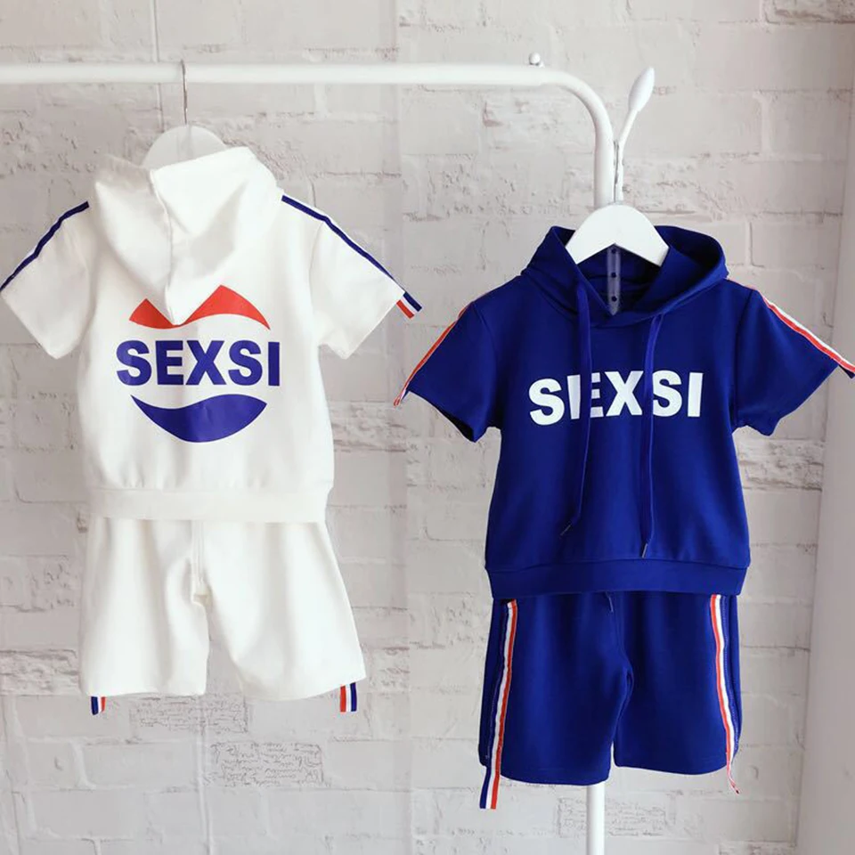 

Children Clothing Sports Suit For Boys Girls Hooded Outwears Short Sleeve Summer Boys Clothing Set Casual Tracksuit