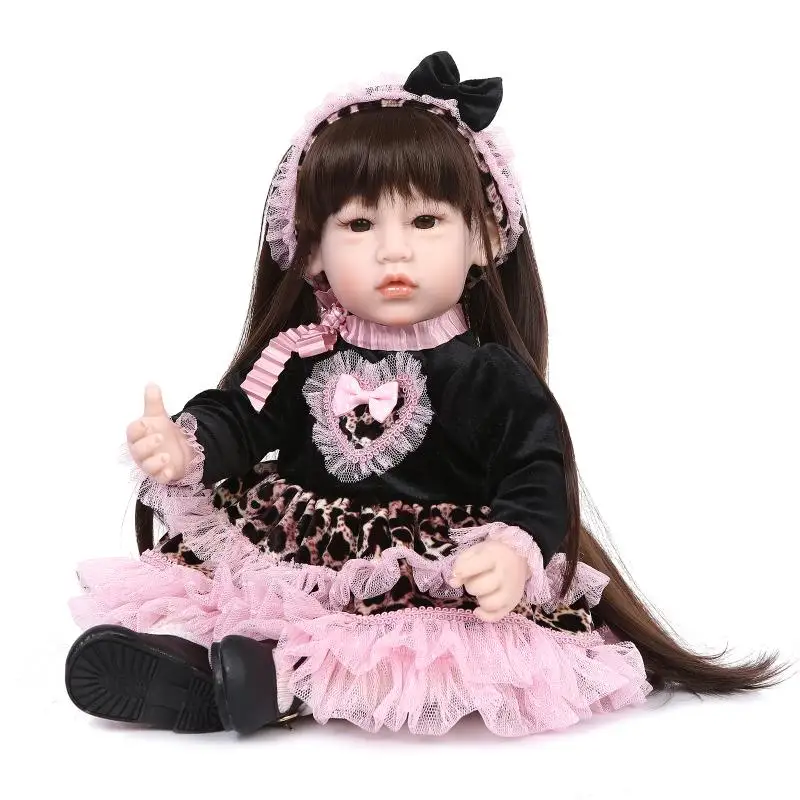 

Newborn Single-edged eyelid Girls Doll rapunzel Soft Silicone Limbs Cloth Body Collectible 20 Inch Toys Children Gift