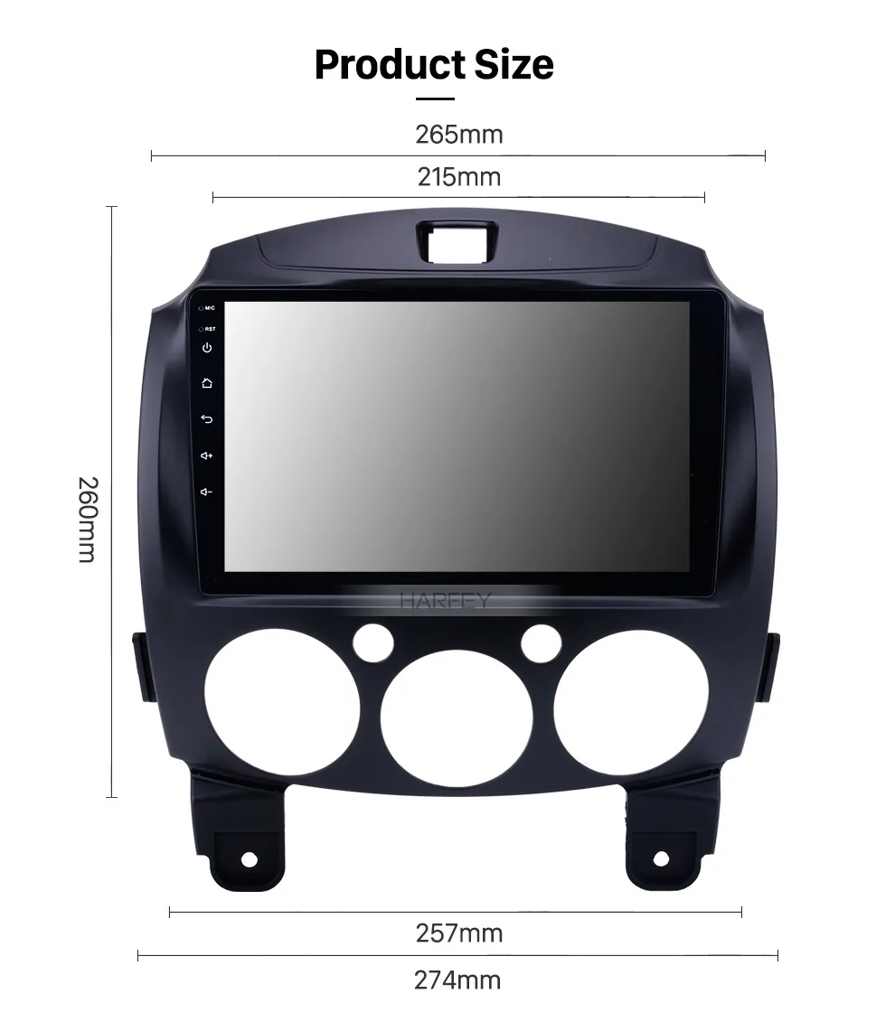 Excellent Harfey Android 8.1 9"Car Radio Multimedia Player GPS navigation Head Unit For MAZDA 2/Jinxiang/DE/Third generation 2007-2014 USB 19