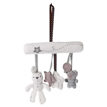 

Baby Bed Trailer Pendant Rattle Hanging Musical Plush Toy Hand Rabbit Bell Multifunctional Plush Toy Stroller Mobile Gifts