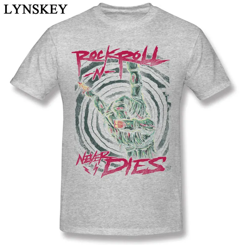 T-Shirt Short Sleeve Family Company Rock N Roll Never Dies Round Collar 100% Cotton Adult Summer Fall Tops T Shirt Family Tee Shirt gray