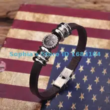 G147 коричневый кожаный гаечный ключ браслет наручная повязка наручник из нержавеющей стали застежка Мужская