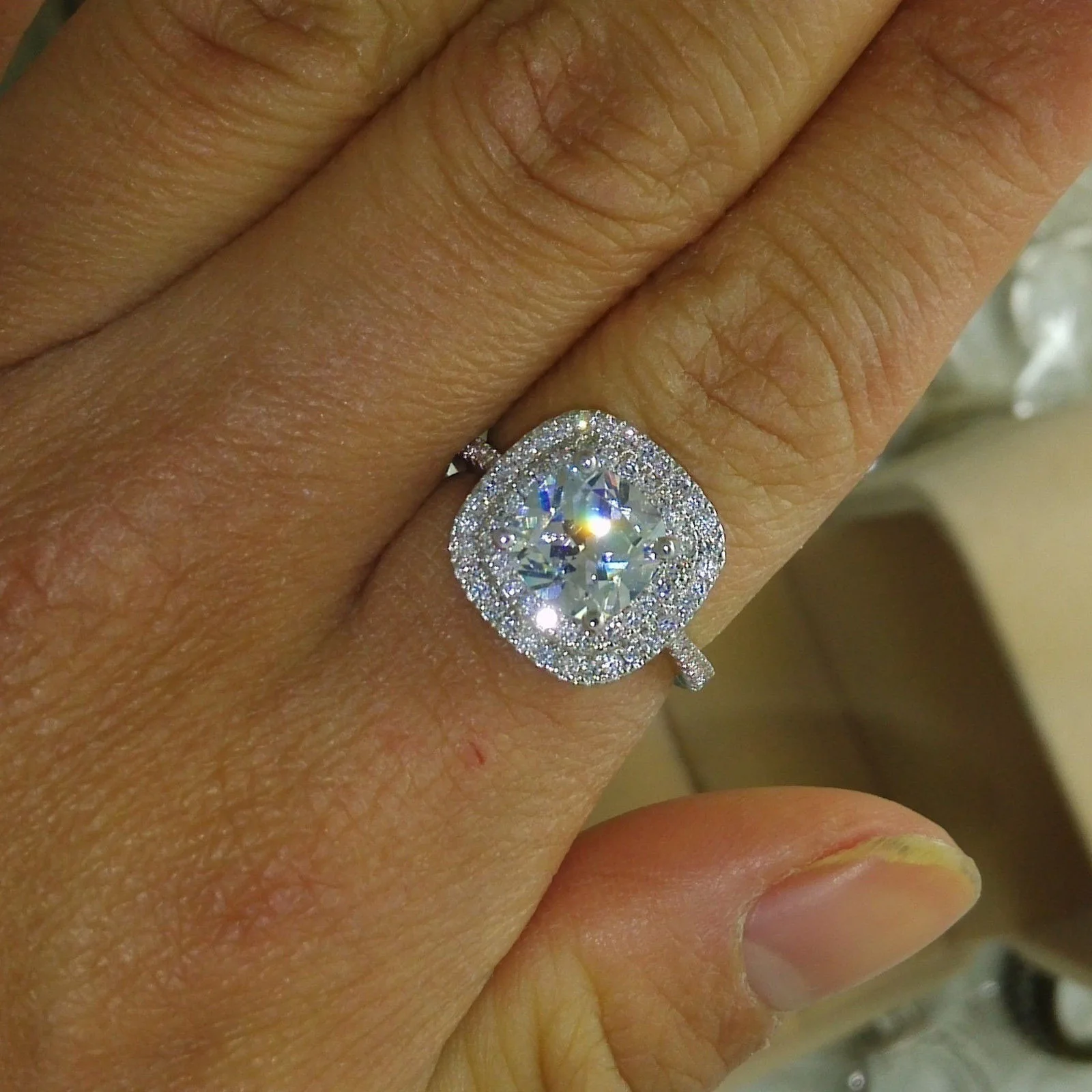4 цвета огранка 8 мм AAAAA Циркон Cz 925 Anillos серебро Женское Обручальное кольцо обручальное/розовый/фиолетовый цвет изысканное ювелирное изделие 6-10