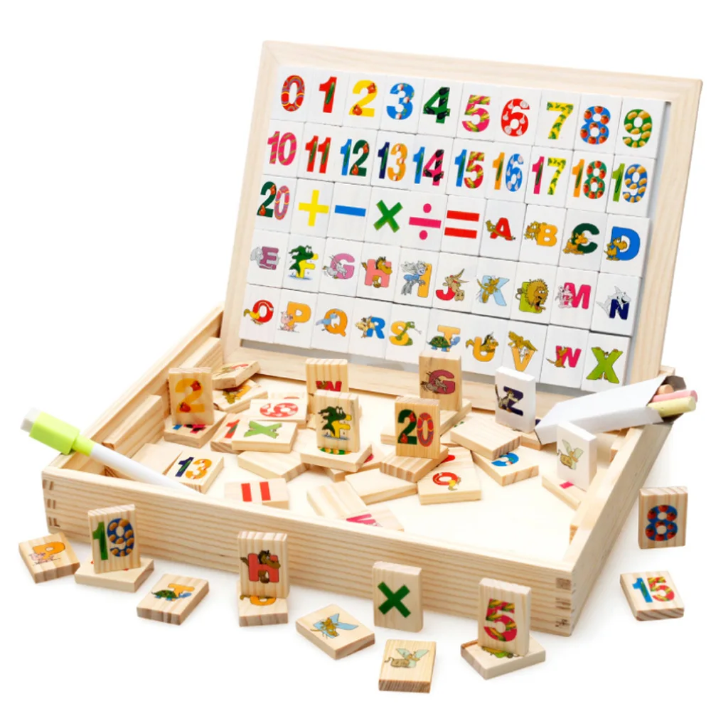 Ребенок головоломки, головоломки доска для рисования двухсторонний деревянный развития Развивающие игрушки подарок для более 3 лет дети