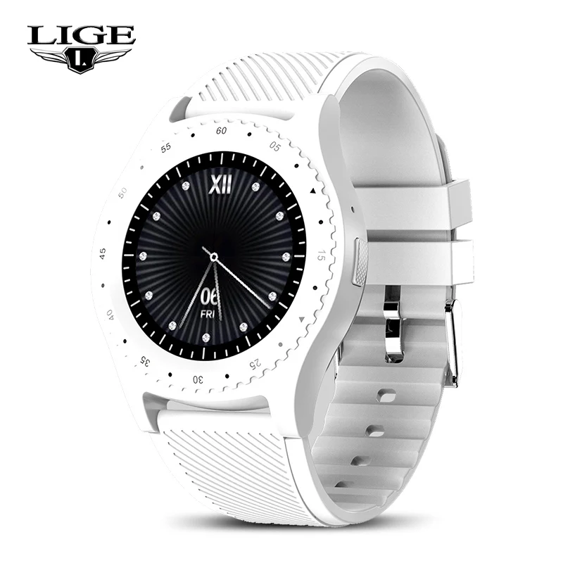 white LIGE новые умные мужские наручные часы с поддержкой камеры Bluetooth SIM tf-карты Smartwatch для женщин для Android телефона reloj+ коробка - Цвет: white