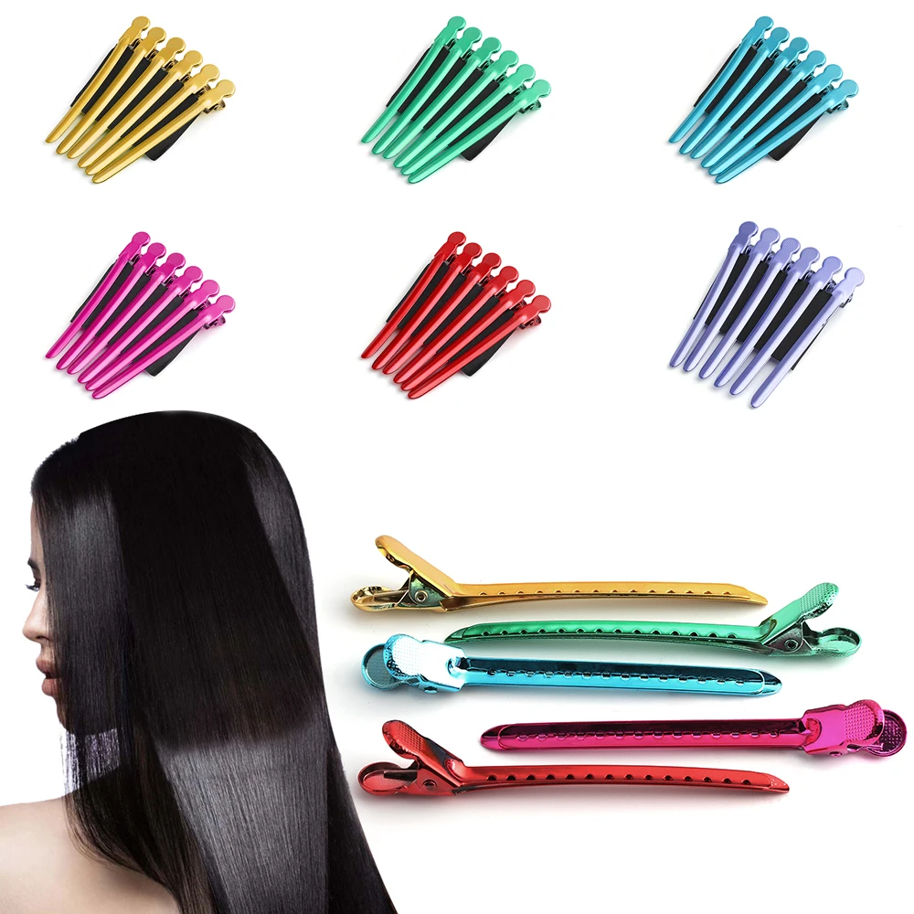 6PCs/Set Fashion Hair Clips Salon Hair Clamps Styling Tools Metal Duck