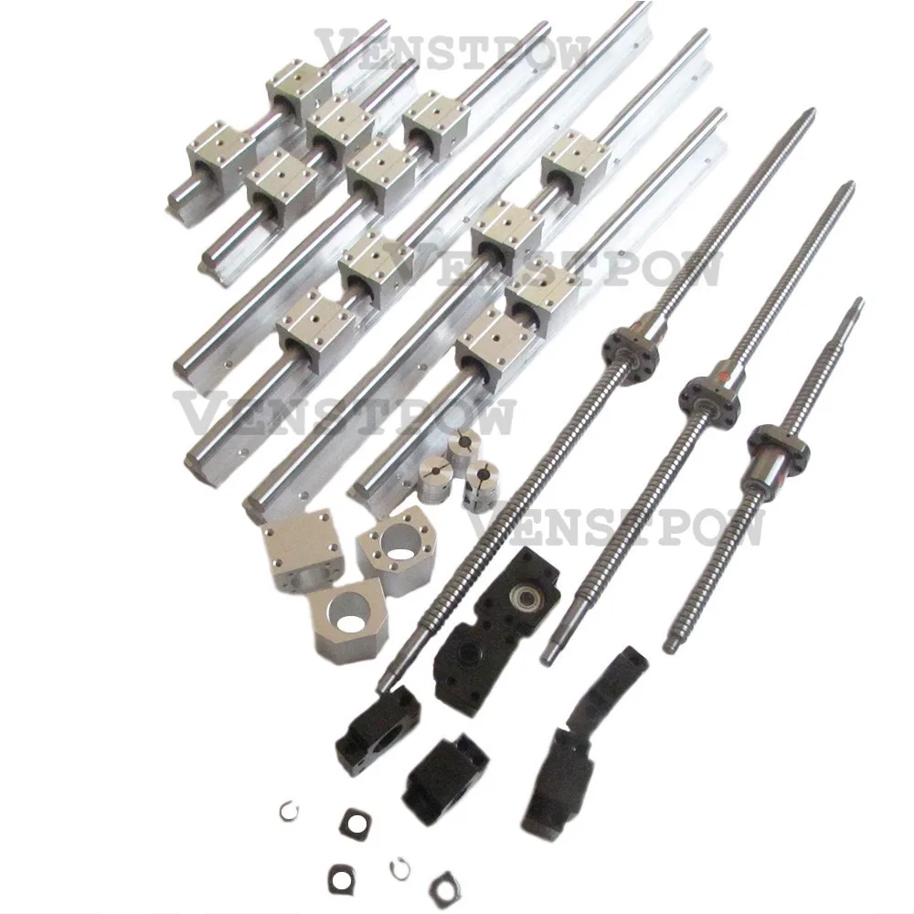 

3sets SBR20 rail guideway +3 ballscrews RM1605+3BK/BF12 +3 couplers as a set