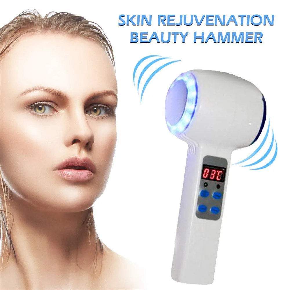  Face Care Device Hot Cold Hammer Cryotherapy Blue Photon Acne Treatment Lifting Rejuvenation Facial