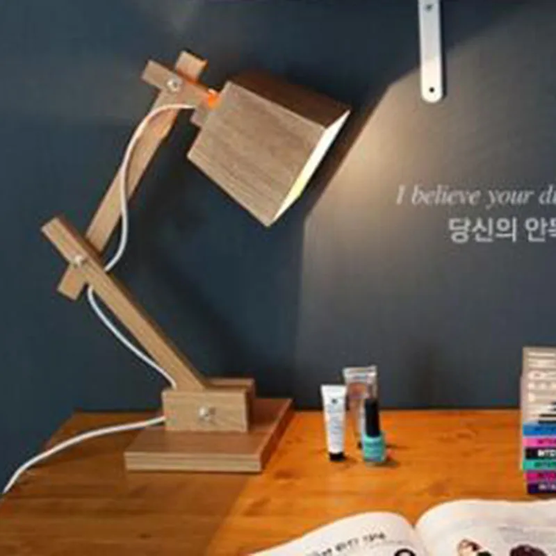 

UL,CE,VED Certification US/EU Plug LED Wood Table Lamp E27 Lamp Base, Study Decorative Reading Light, 110V 220V
