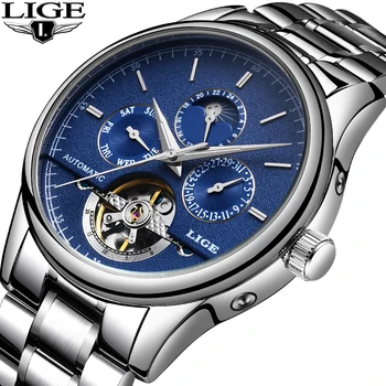 

Relogio Masculino LIGE Men's Watches Leisure Sports Top Luxury Brand Watch Men's Business Waterproof Full Steel Watches+Box