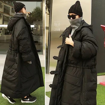 

Winter New Thick Warm Cotton Jacket Female Over The Knee Student Cotton Clothing Loose Parkas Fashion Long Women's Cotton Jacket