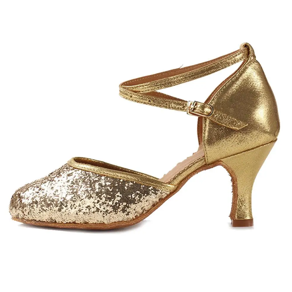 Тип бальных латинских Танго современных танцевальных туфель; сандалии с закрытым носком для дома; Танцевальная обувь для женщин и девушек; женская обувь для сальсы; Лидер продаж - Цвет: 7cm heels Gold