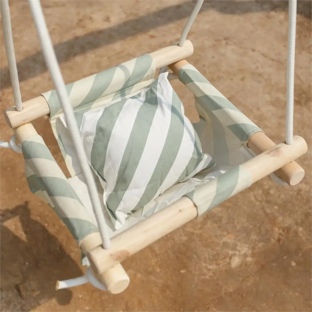 Canvas Hanging Swing Seat Indoor Outdoor Hammock Toy For Toddler Garden Wooden Swing Rocker Children Kindergarten Outdoor Toy 4