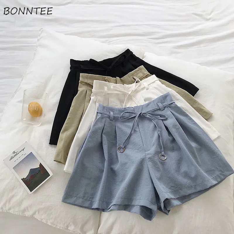 

Shorts Women Chic Drawstring High Waist Elegant Solid Color Womens Simple All-match Leisure Comfortable Ladies Thin Breathable
