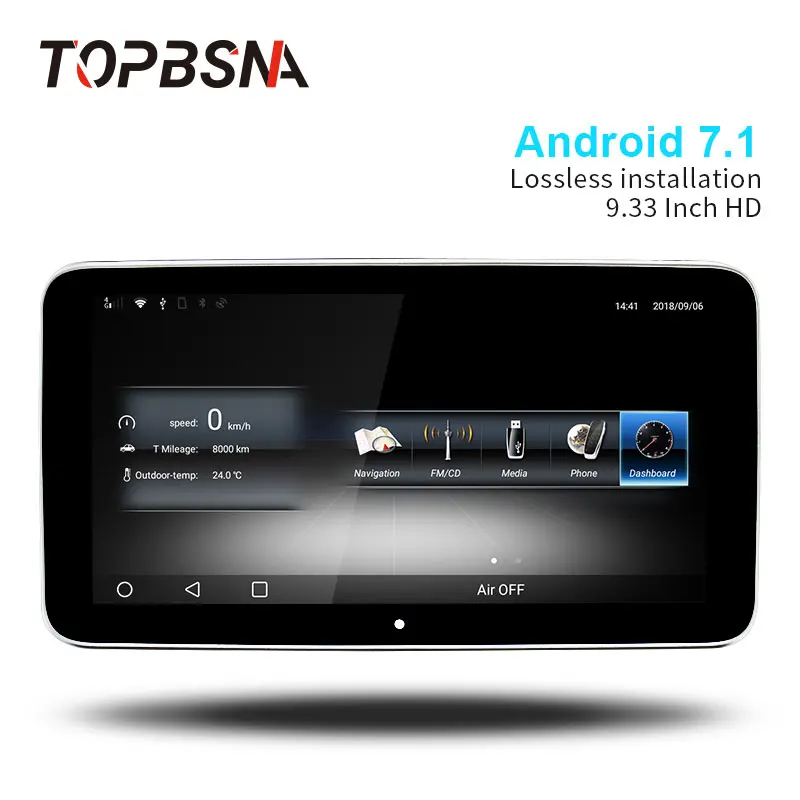 

TOPBSNA IPS HD SCREEN 9.33 inch Android 7.1 Car DVD Player For Mercedes Benz GLA CLA A/B CLS 2015-2018 Automotive stereo 4G WIFI