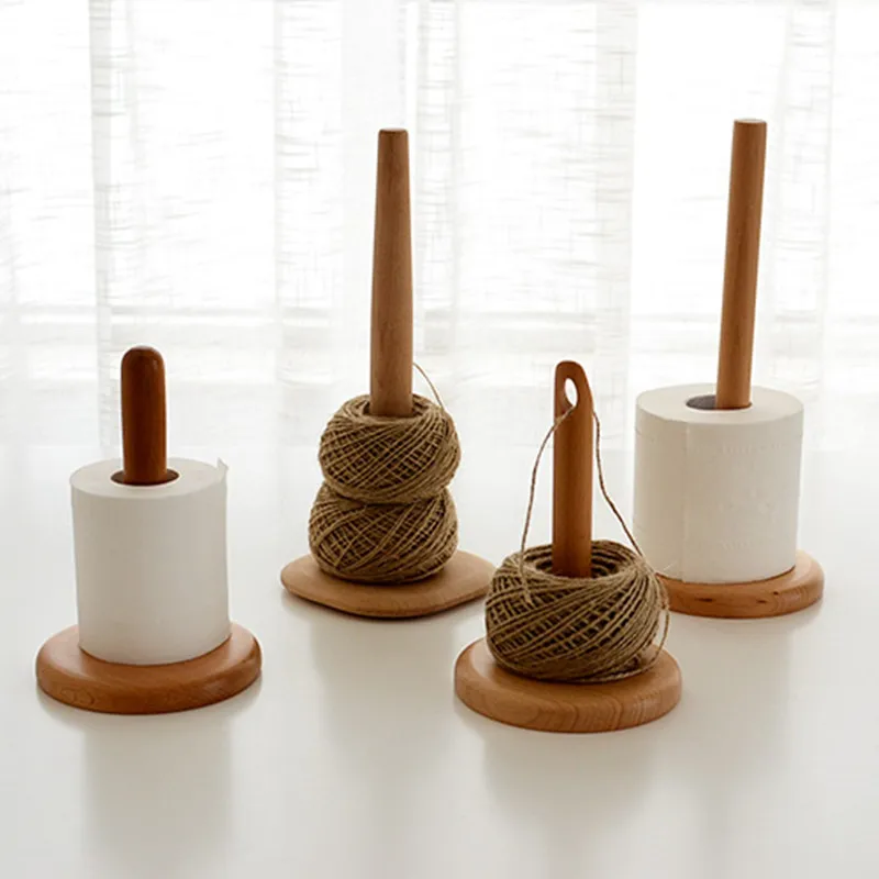 

Japan Style Wooden Tissue Holder Creative Natural Wood Kitchen/Bathroom Storage Racks Eco Rolling Tissue/knitting Wool Holder