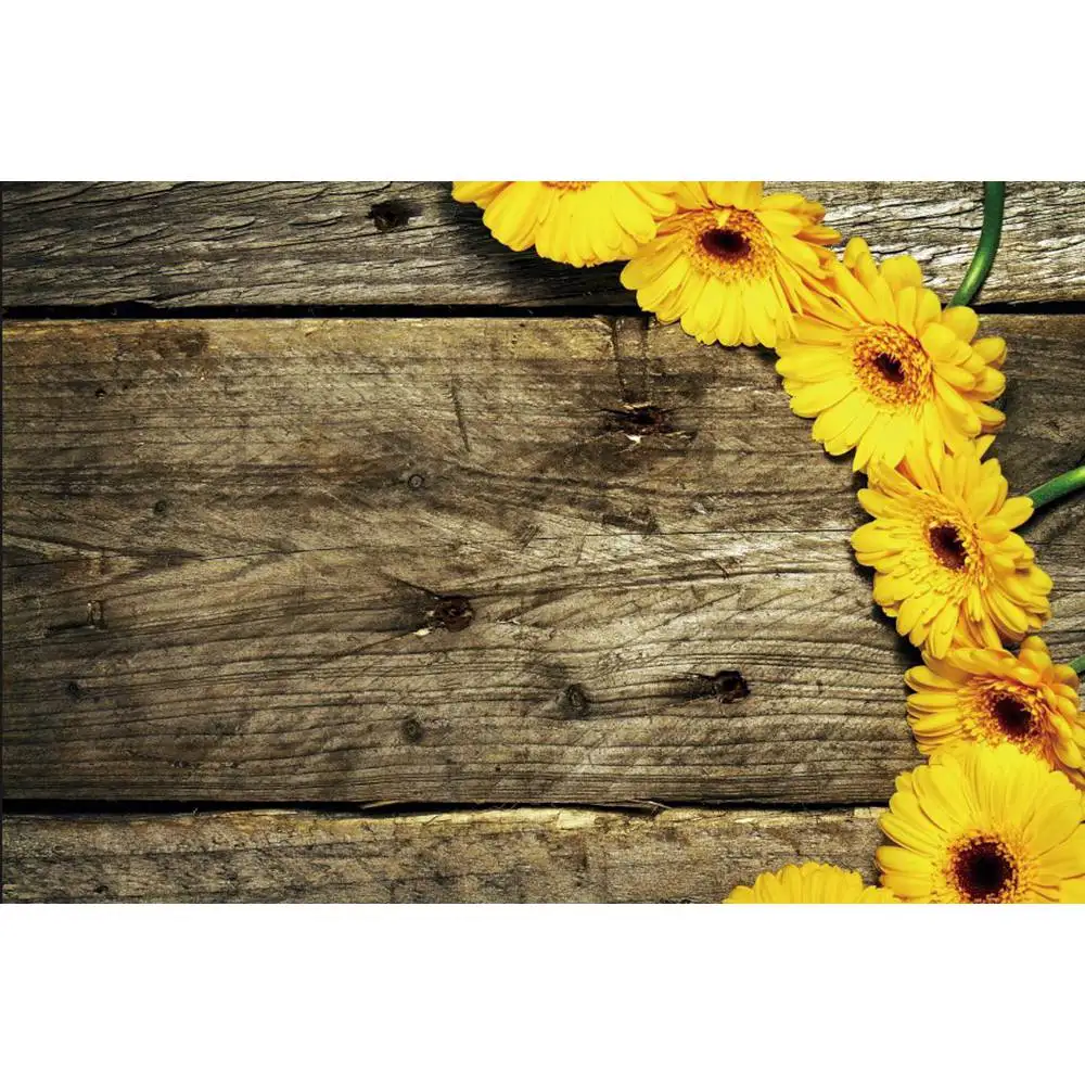 Yeele Sunflower Decorative Light Wooden Board Birthday Photography Background Customized Photographic Backdrops for Photo Studio - Цвет: Кофе