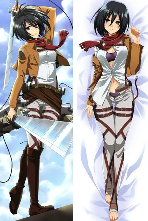 Anime Dakimakura Attack on Titan Mikasa Otaku Hug Body Pillow Case Cover