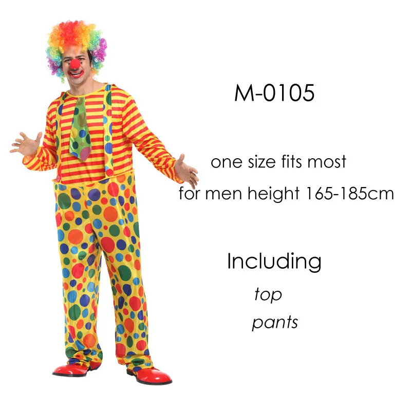 Umorden костюм клоуна на Хеллоуин, маскарадный костюм для мужчин и взрослых, карнавальные вечерние костюмы - Цвет: M-0105