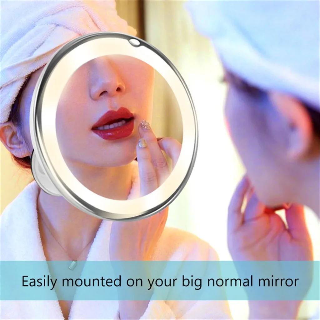 

LED Lighted Makeup Mirror Flexible Compact 10X Magnifying Glasses Makeup Cosmetic Mirror Locking Suction Cup LD