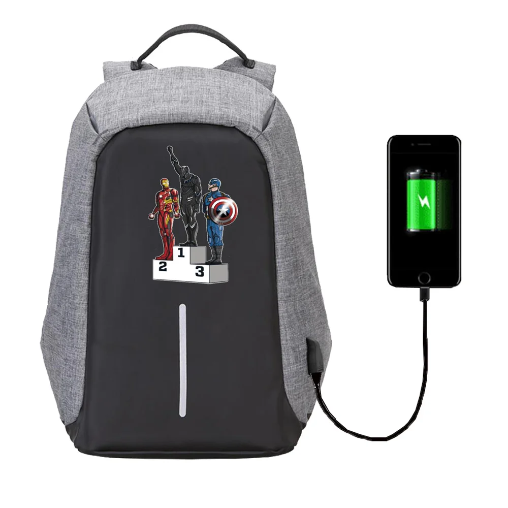 

Anti-theft USB Charging Backpack Men Laptop Backpacks Teenagers Male Mochila Waterproof Travel bag Marvel Black Panther 28 style