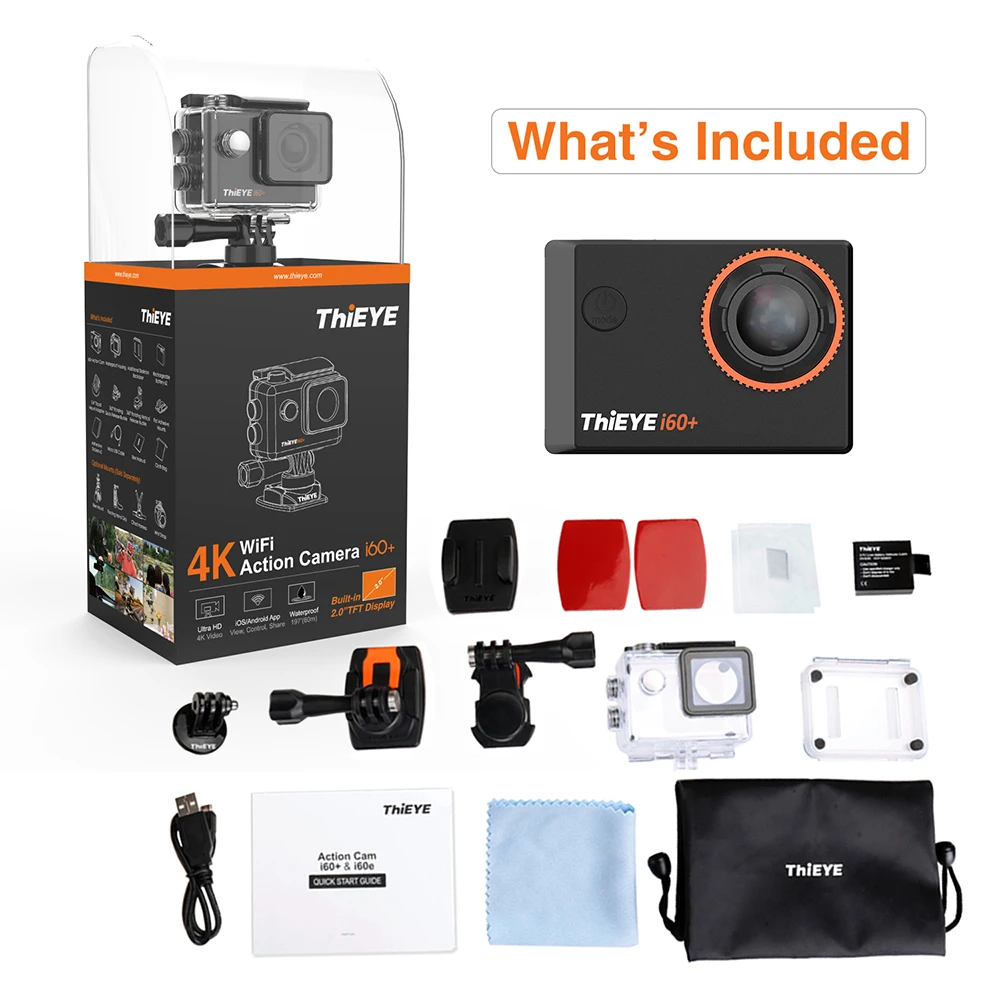 Экшн-камера tieye i60+ Ultra HD 4 K/30fps, WiFi, 2,0 дюйма, экшн-камера для подводного плавания, водонепроницаемая, камера для записи видео на шлем, Спортивная камера