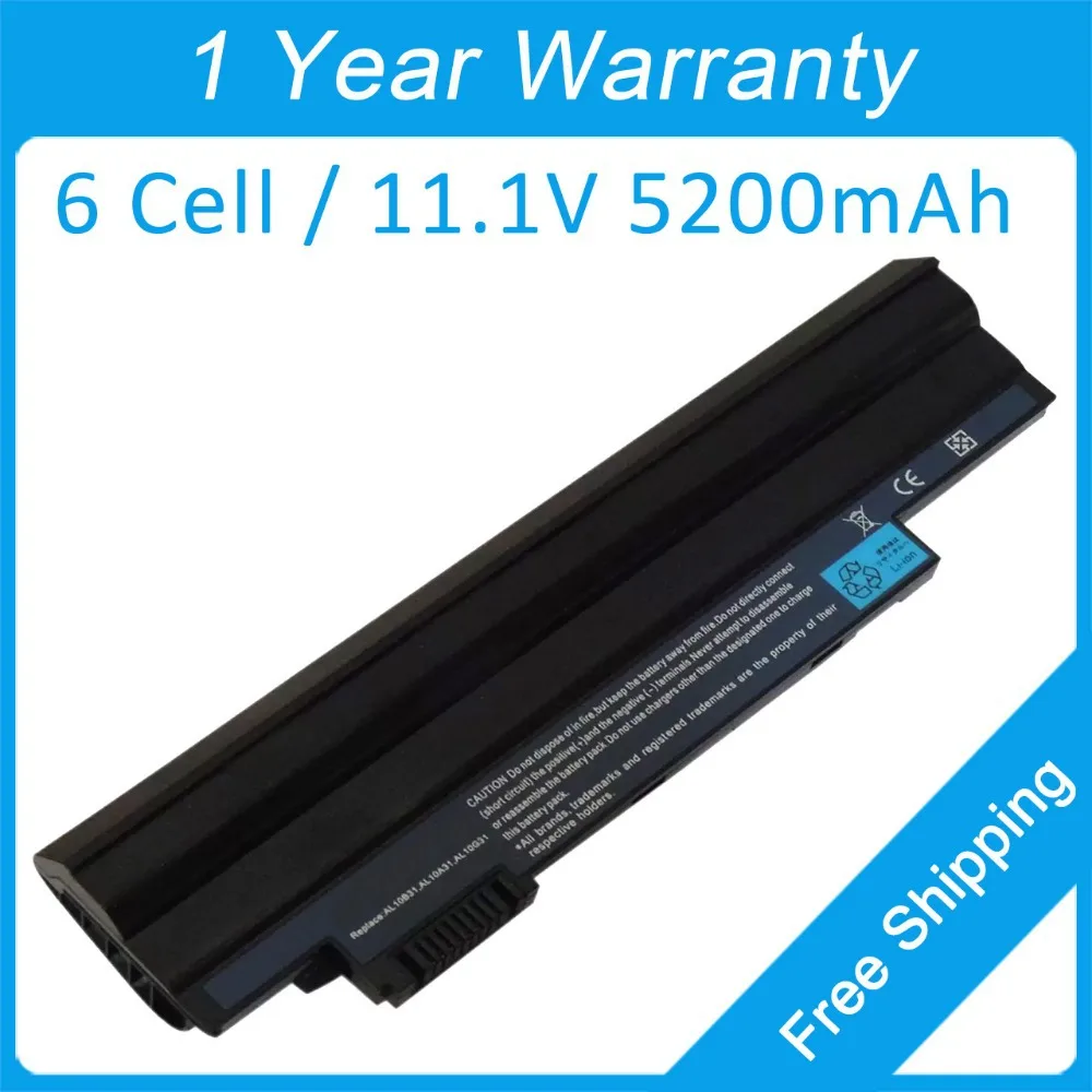 

New 5200mah laptop battery for acer Aspire One happy2 522 360 722 E100 D257E AL10A31 BT.00603.114 LC.BTP00.128