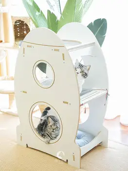 

Take a small rocket! Three-layer rocket transparent space capsule cat climbing frame with removable washable hammock
