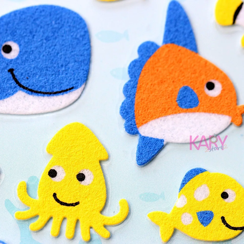 

Sea Animals Clown Fish Whale Octopus Sponge Stickers Scrapbooking Phone Fashion Craft Kawaii Emoji Reward Kids Toys For Children