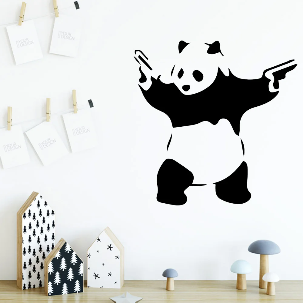 バンクシー パンダのウォールステッカー 粘着アートの壁紙 子供部屋の装飾 無料配達 Wall Stickers Aliexpress