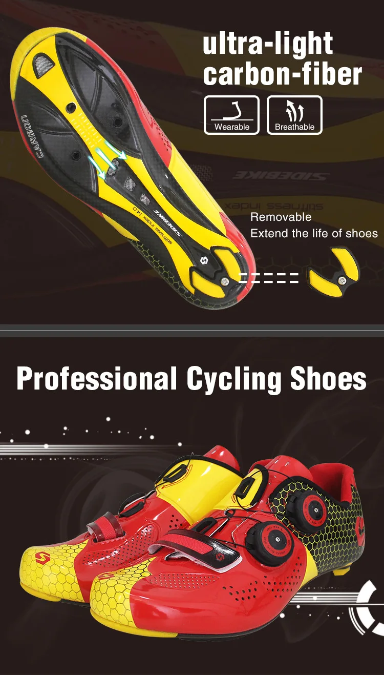 Sidebike road cycling shoes Ultra-light Carbon bicycle locking shoes men&women road racing Professional Breathable cycling shoes