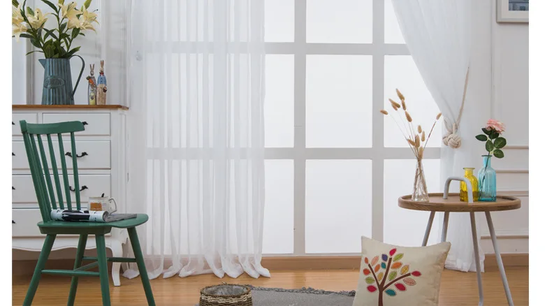 Белая вуаль занавески s современные оконные украшения полосатый отвесный занавес кухня Тюль одна панель