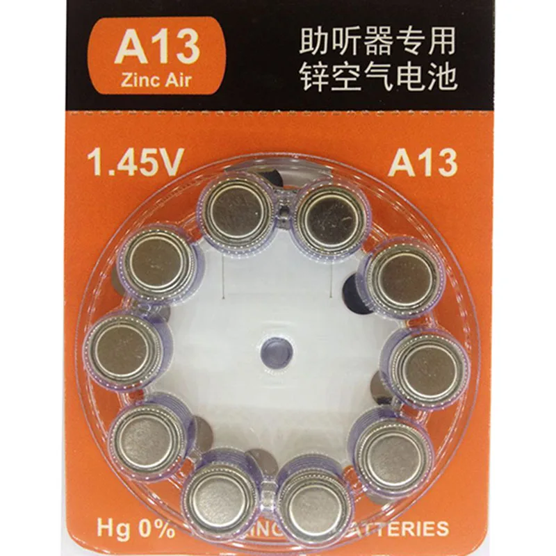 

10pcs/lot Hearing Aid Batteries 13 A13 good quality