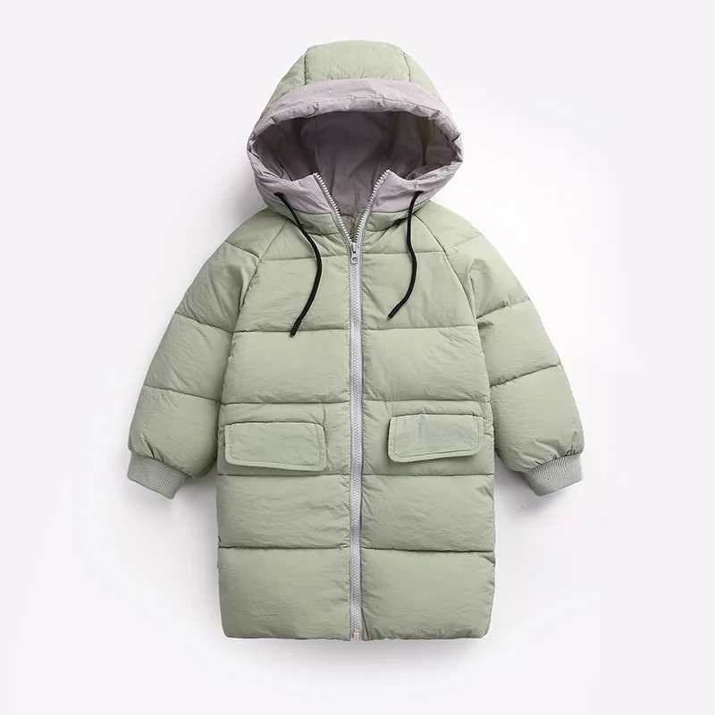 

New Style Boy And Girls Clothes Winter 80% Duck Down Children's Jacket 2-7y Hooded Kids Overcoat Long Baby Coats One Piece Cloth