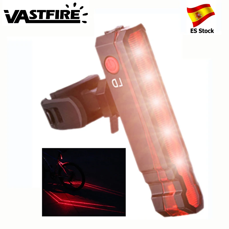 

Multi-functional Bike Red Laser Taillight USB Rechargeable Back Seat Safety Warning Light LED Cycling Rear Lamp