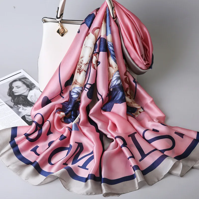 

New Design Luxury Brand Silk Scarf Shawl Summer Scarf Oversize Pashmina Dye Women Muslim Hijab Shawls Long Soft Wrap