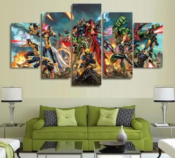 

5 Panels Wall Art Super Hero Spider Man America Art Wall Decor Paintings Canvas
