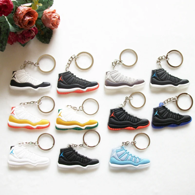 Mini Silicone Shoes Jordan 11 Keychain Key Chain Sneaker Car Key Holder ...