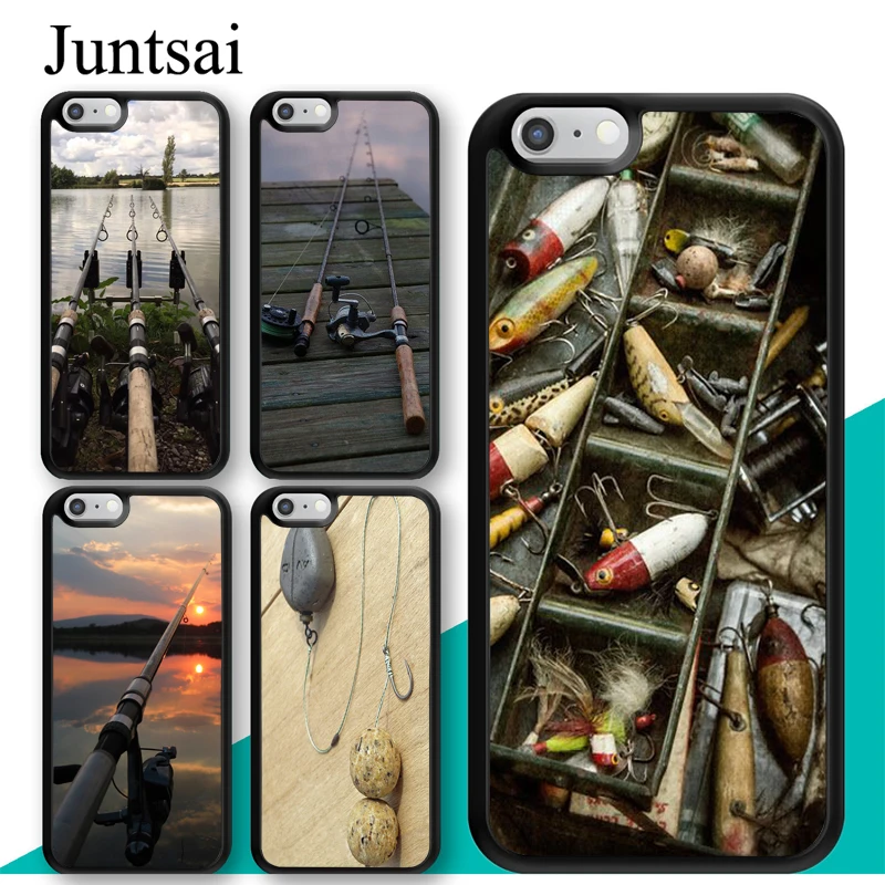 

Juntsai CARP FISHING RODS Printed For iPhone 6 6s Plus Case Soft TPU Back Shell For iPhone X XR XS MAX 7 8 Plus 5 SE Phone Cover