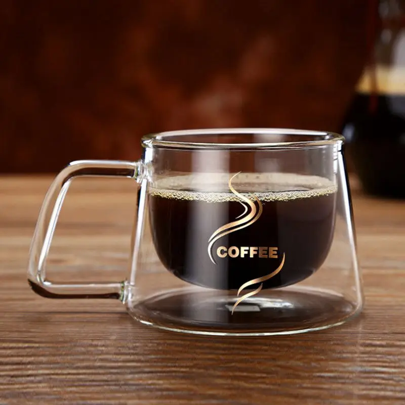 Transparent Glass Cups Milk Mugs Double Glass Heat-Resistant Borosilicate Heat Insulation Double Coffee Mug Coffee Cup Xmas Gift Transparent Glass Cups Milk Mugs Double Glass Heat-Resistant Borosilicate Heat Insulation Double Coffee Mug Coffee Cup Xmas Gift