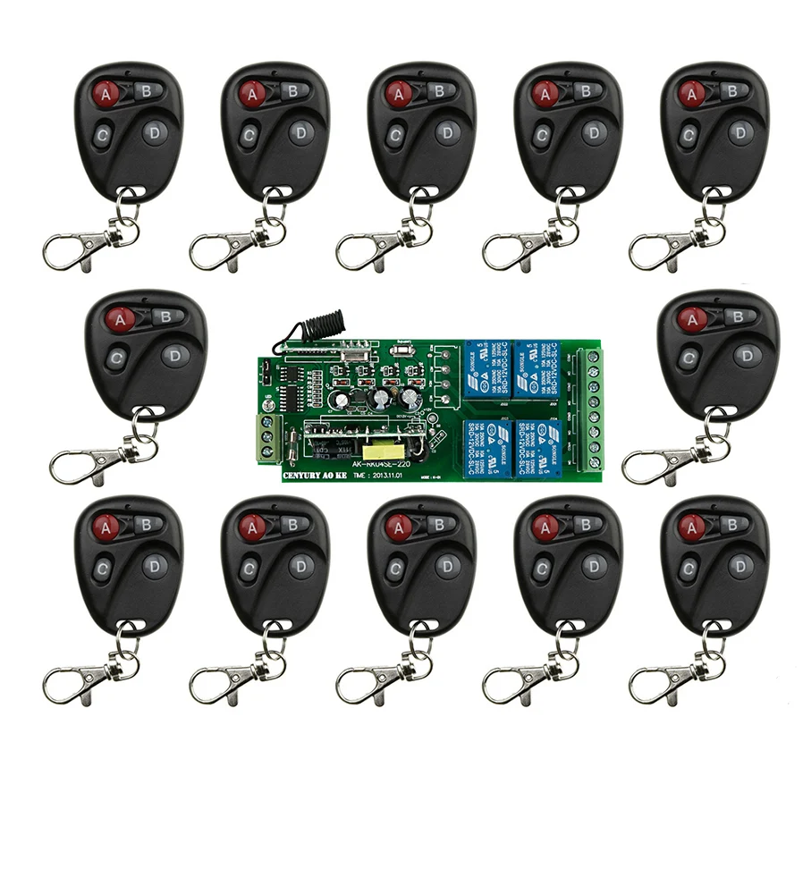 

Hot Sales AC85v~250V 110V 220V 230V 4CH Wireless Remote Control Switch System Receiver and Transmitter Applicance Garage Door