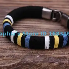 G98 чернокожие Surfer молодых Классические хлопковые обертывания кожаный браслет манжеты Для Мужчин's